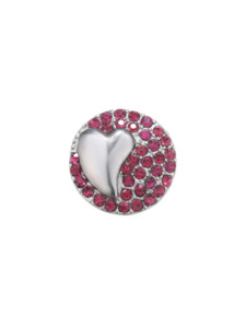 20 mm Slanted Pink Heart Snap