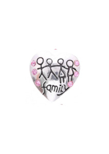 20 mm Fun Light Pink Family Heart Snap