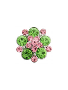 20 mm Pink & Green Flower Snap