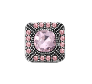 20 mm Light Pink Diamante Square Snap