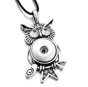 20 mm Handsome Owl Snap Pendant & Necklace