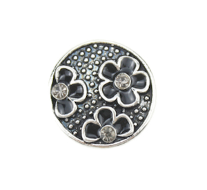 20 mm Black Flowers Snap