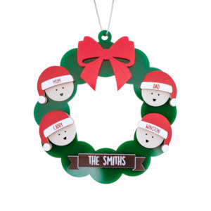 Family Festive Wreath Christmas Ornament