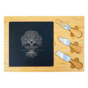 Family Tree of Life Slate & Bamboo Cheese Board