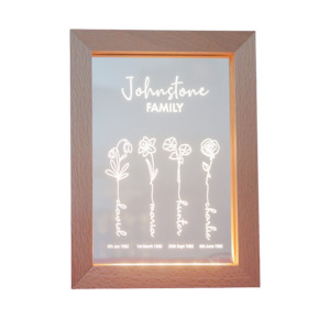 Birth Month Flowers Frame Night Light