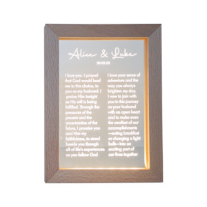 Wedding Vows Frame Night Light