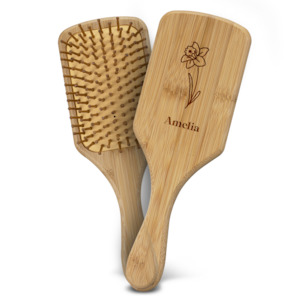 Birth Month Flower Bamboo Hair Brush