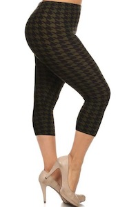 Luscious Olive Houndstooth Capri