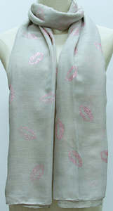 Womenswear: Pink Kisses to you on white Scarf