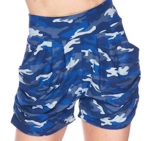 Womenswear: Lean Blue Camo Harem Shorts