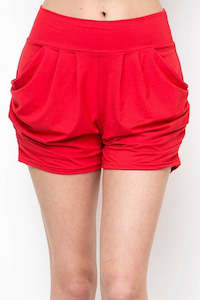 Womenswear: Lean Red Harem Shorts