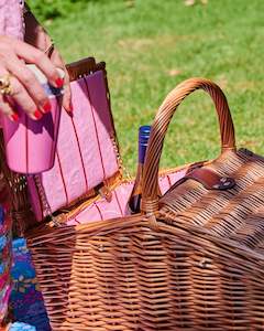 KIP & CO - Iced Vovo Stripe - Rattan Picnic Basket