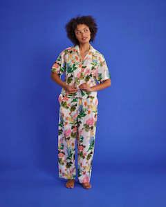 KIP & CO - Bouquet Beauty - Organic Cotton Short Sleeve Shirt & Long Pyjama Set