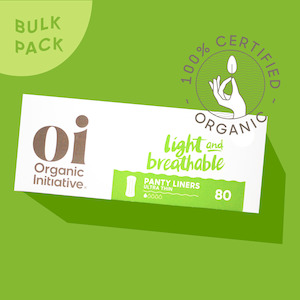 Toiletry wholesaling: Oi Organic Panty Liners Bulk 80s