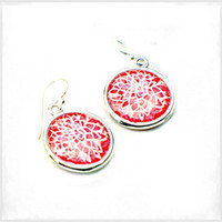 Red Dahlia Dangle Earrings