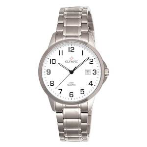 Watch: Olympic Titanium - White Dial Full Figure with Bracelet