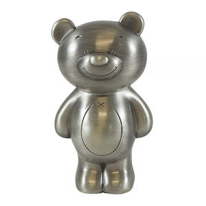 Pewter Teddy Bear Money Box