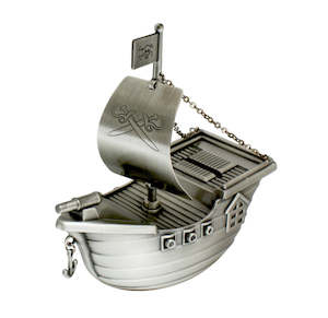 Pewter Pirate Ship Money Box