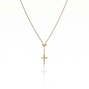 Amen Cross & Heart Necklace - Rose