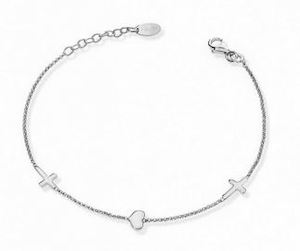 Amen Heart & Crosses Bracelet - Silver