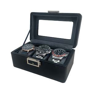 3 Slot Watch Box - Black