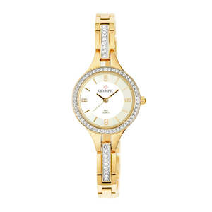 Olympic Ladies - Stone Set Halo Watch - Gold