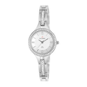 Olympic Ladies - Stone Set Halo Watch - Steel