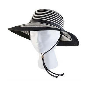 Sloggers Womens Braided Wide Hat Black & White - 442bw