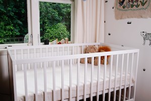 Linen Fitted Cot sheet - White