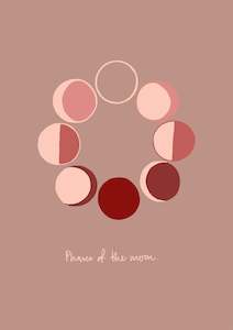 Art Prints & Blocks: Phases of the moon - Pink BG