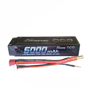 Lipo Batteries: Gens Ace: Black 6000mAh 7.4v 2S 70C 308g 134x46x25mm 5.0MM Plug