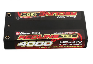 Gens Ace Redline Series 4000mah 2s1p Hv 7.6 130c Shorty Hardcase Lipo Battery