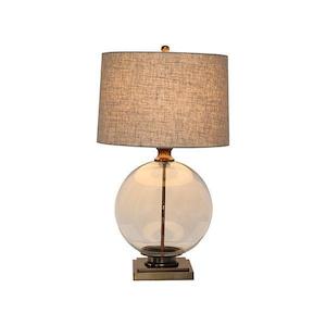 Ivy Antique Brass And Glass With Natural Linen Shade