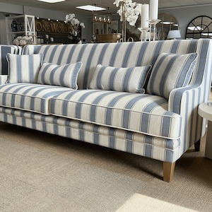 Bondi Hamptons 3 Seat Sofa - Blue Sky Stripe