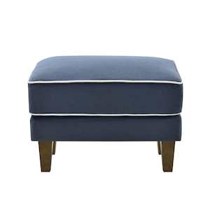 Bondi Ottoman Navy with White Piping