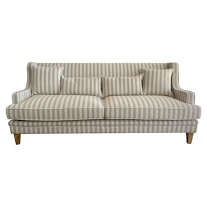 Bondi Hamptons 3 Seat Sofa Natural Stripe / White