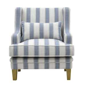 Bondi Hamptons Armchair in Blue Sky Stripe Linen Blend