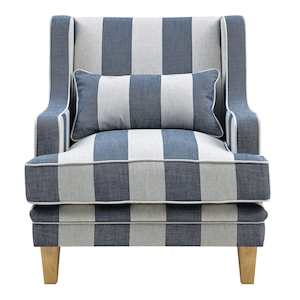 Bondi Hamptons Armchair Denim & Cream Stripe