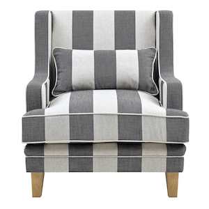 Bondi Hamptons Armchair Grey & Cream Stripe