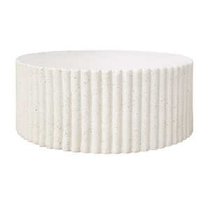 Round Ribbed Coffee Table - White Fleck - 106cm x 42cm