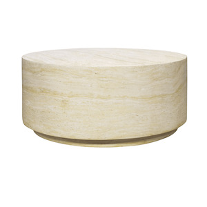 Lulu Round Coffee Table - Travertine Look - 90cm x 40cm