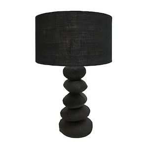 Boulder Design Black Wooden Table Lamp Black Jute Shade