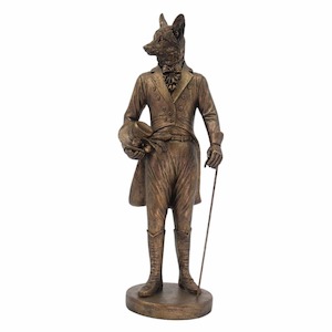 Gentleman Fox Bronze Statue 41cm