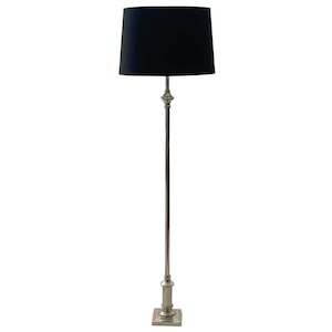 St Bartz Nickel Floor Lamp with Black Linen Shade