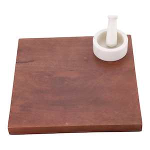 Serveware: Timber Board With Mortar & Pestle