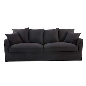 Noosa 3 Seat Hamptons Queen Sofa Bed Charcoal Linen Blend