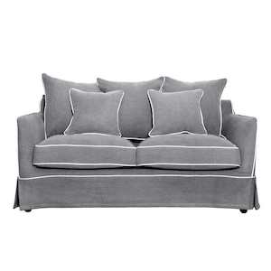 Noosa 2.5 Seat Sofa Bed Grey W/ White Piping