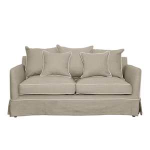 Noosa 2.5 Seat Sofa Bed Natural W/ White Piping