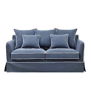 Noosa 2.5 Seat Sofa Bed Navy W/ White Piping