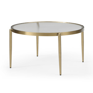 Gatsby 70cm Round Coffee Table Fluted Glass & Gold Metal